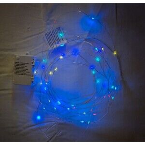 Mainstays Battery Operated LED Wire Lights 50-Count Multicolor 8 Mode 16ft EUC